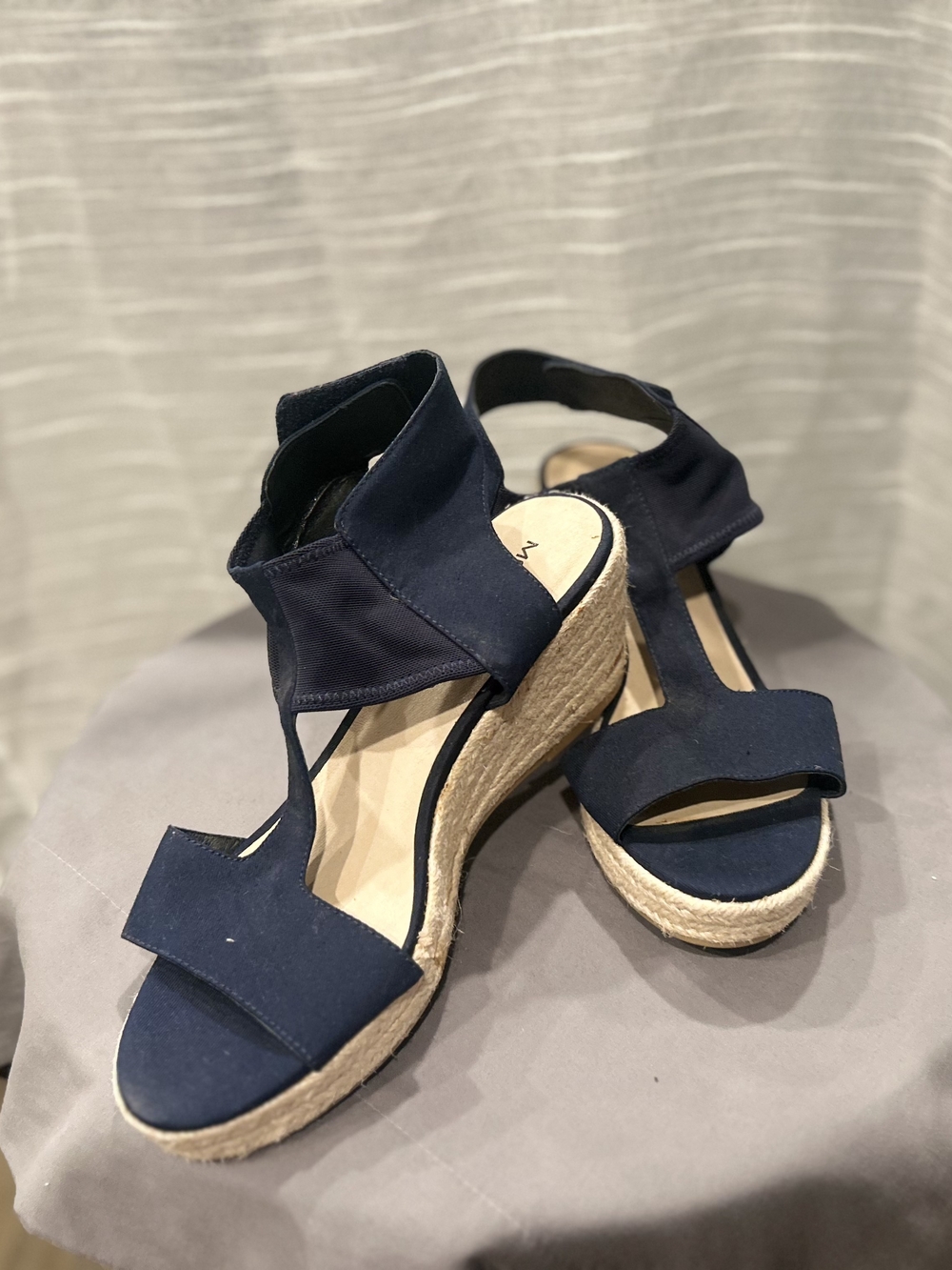 Navy Espadrille Wedge Sandals - Women's Summer Heels